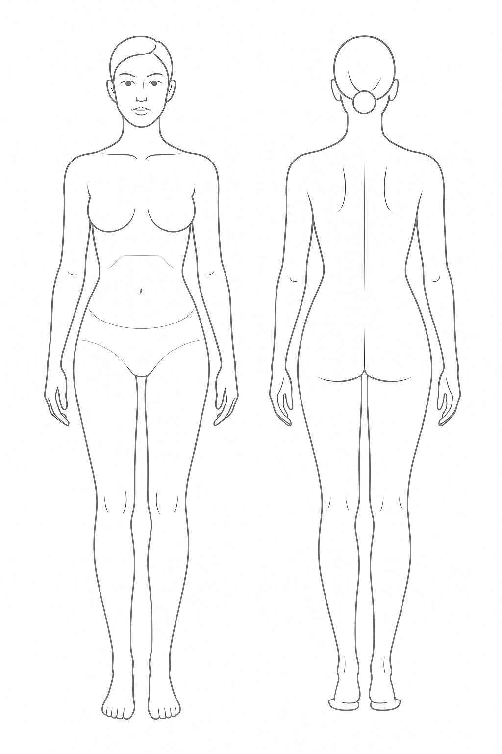 Silhouette femme face et dos — zones HIFU